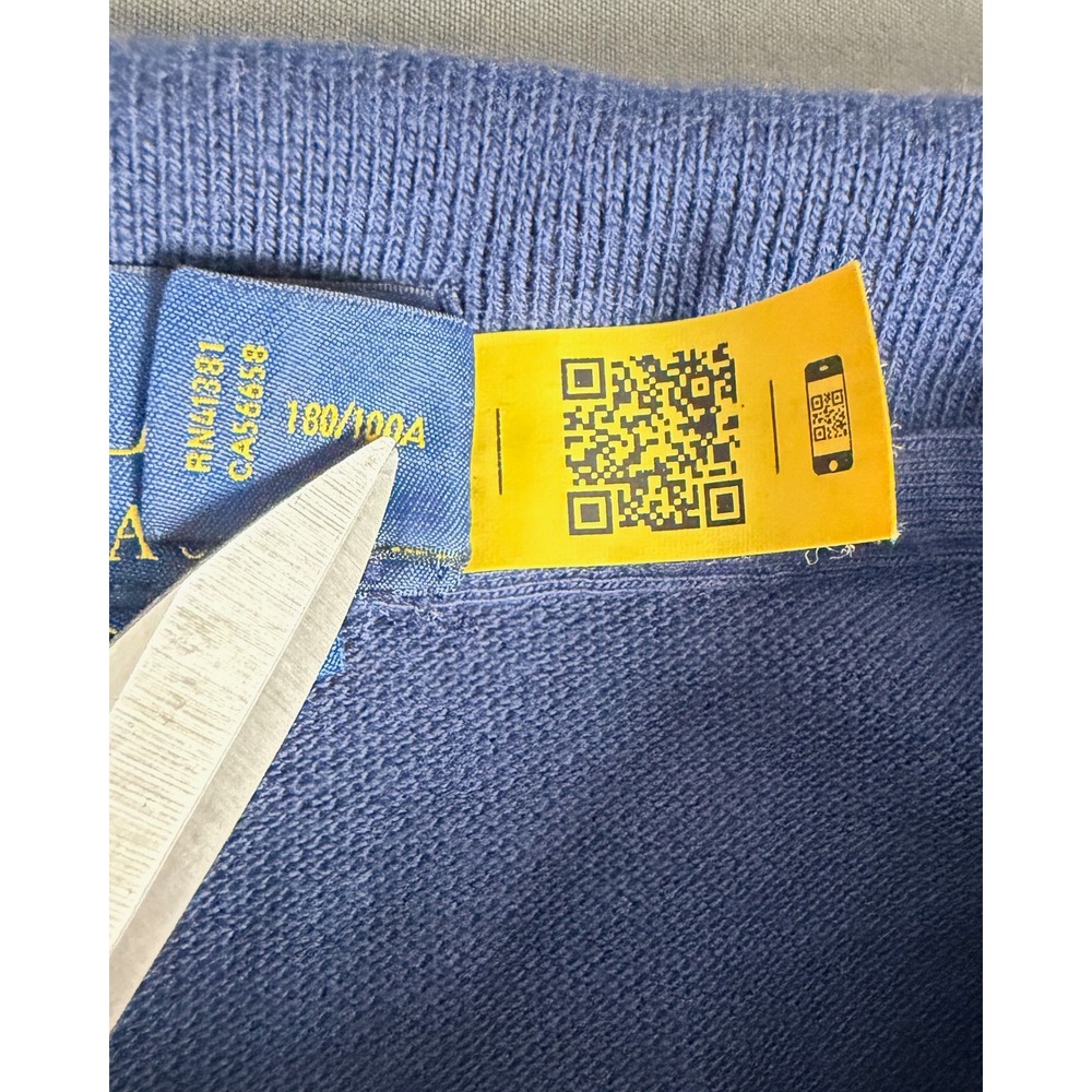 Polo Ralph Lauren Polo Shirt Mens L Blue Cricket Bear Tipped Collar Classic Fit - Picture 6 of 9